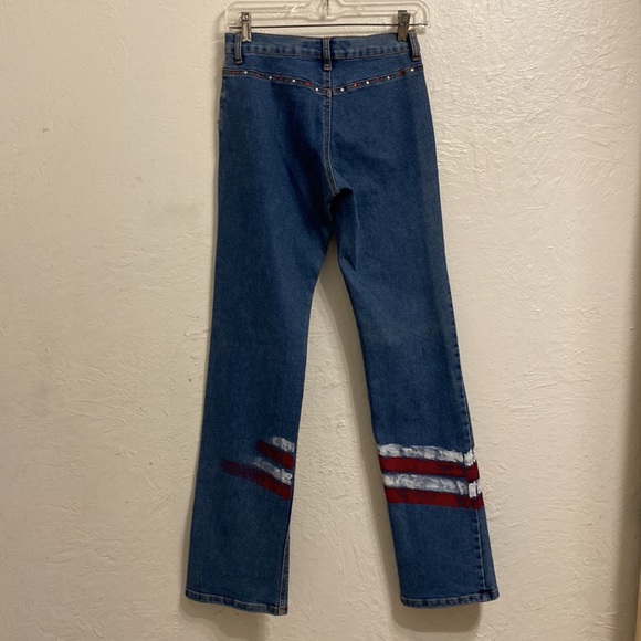Cool Wear painted denim jeans, red /white stars, and stripes. Size 3Jr mid rise - Picture 3 of 6